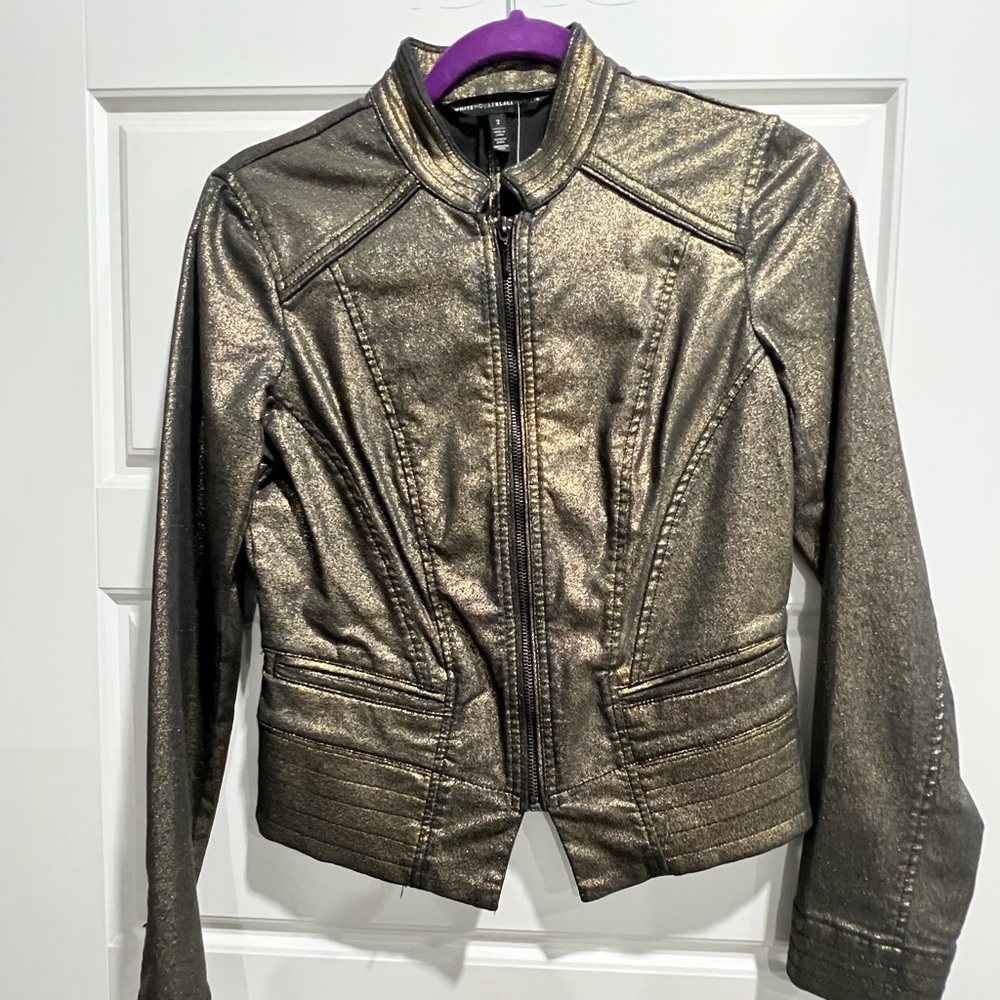 White House Black Market metallic cotton Motto jacket